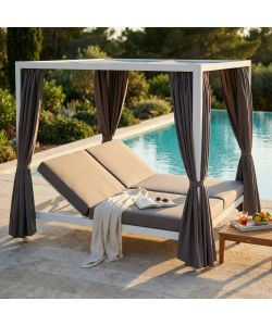 Cosma Gazebo Letto Giardino Bianco 212x149x195 cm Alluminio Imbottito