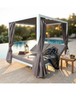 Cosma Gazebo Letto Giardino Bianco 212x149x195 cm Alluminio Imbottito