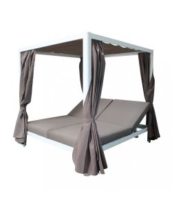 Cosma Gazebo Letto Giardino Bianco 212x149x195 cm Alluminio Imbottito
