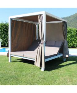 Cosma Gazebo Letto Giardino Bianco 212x149x195 cm Alluminio Imbottito