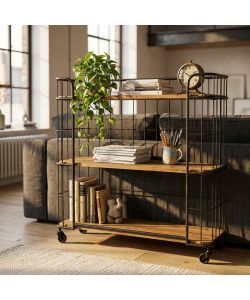 Cosma Carrello Cucina Multiuso Metallo e Legno Marrone 104x36x93 cm