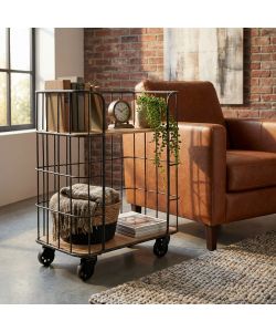 Cosma Carrello Cucina Multiuso Metallo Legno Nero Marrone 72x38,5 cm