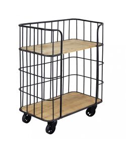 Cosma Carrello Cucina Multiuso Metallo Legno Nero Marrone 72x38,5 cm