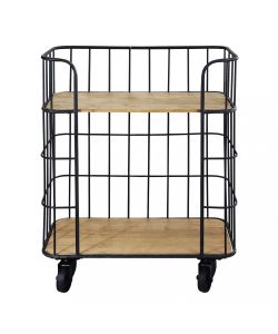 Cosma Carrello Cucina Multiuso Metallo Legno Nero Marrone 72x38,5 cm