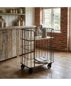 Cosma Carrello Cucina Multiuso Metallo Legno Nero Marrone 72x38,5 cm