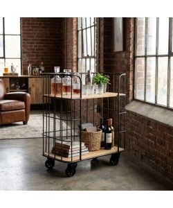 Cosma Carrello Cucina Multiuso Metallo Legno Nero Marrone 72x38,5 cm