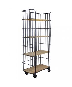 Cosma Mobile Amyas in Metallo e Legno 4 Ripiani Nero 77x39,5x168 cm