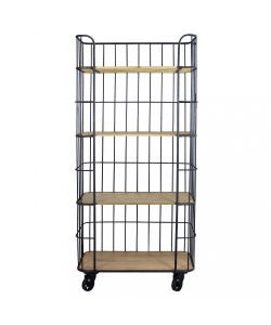 Cosma Mobile Amyas in Metallo e Legno 4 Ripiani Nero 77x39,5x168 cm