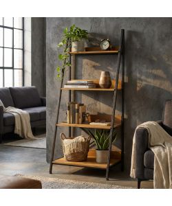 Cosma Libreria Industriale Marrone 4 Ripiani in Legno e Metallo 62x49.5 cm