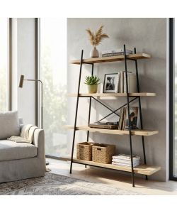 Cosma Libreria Industrial 4 Ripiani Legno e Metallo 145x44x176 cm Nero/Marrone