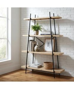 Cosma Libreria Industrial 4 Ripiani Legno e Metallo 145x44x176 cm Nero/Marrone