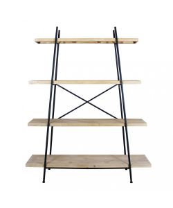 Cosma Libreria Industrial 4 Ripiani Legno e Metallo 145x44x176 cm Nero/Marrone
