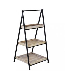Cosma Mobile Braiden in Legno e Metallo 3 Ripiani Nero 52x41x99,5 cm