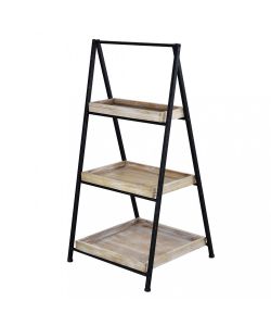 Cosma Mobile Braiden in Legno e Metallo 3 Ripiani Nero 52x41x99,5 cm
