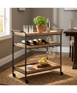 Cosma Carrello Cucina Portavivande Nero Marrone 87,3x42,5x77 cm