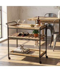 Cosma Carrello Cucina Portavivande Nero Marrone 87,3x42,5x77 cm