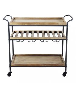 Cosma Carrello Cucina Portavivande Nero Marrone 87,3x42,5x77 cm