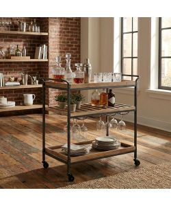 Cosma Carrello Cucina Portavivande Nero Marrone 87,3x42,5x77 cm