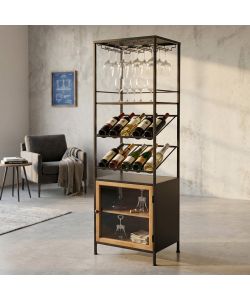 Cosma Mobile Vetrinetta Antracite con Portabottiglie 51.5x41x165.5 cm