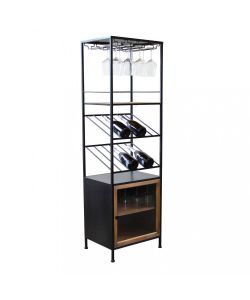 Cosma Mobile Vetrinetta Antracite con Portabottiglie 51.5x41x165.5 cm