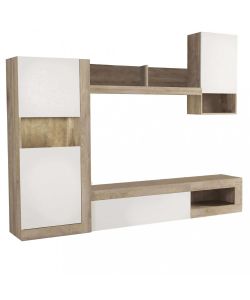 Cosma Parete Soggiorno Roomy Bianco e Rovere Chiaro 148x42x215,5 cm