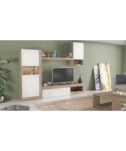 Cosma Parete Soggiorno Roomy Bianco e Rovere Chiaro 148x42x215,5 cm