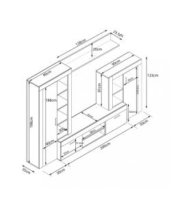 Cosma Parete Soggiorno Nobel Antracite e Quercia Chiaro 263x40x200 cm