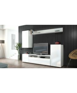 Cosma Parete Soggiorno Bridge Bianco Lucido 210x36.5x170 cm Moderno