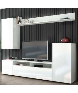 Cosma Parete Soggiorno Bridge Bianco Lucido 210x36.5x170 cm Moderno