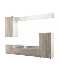 Cosma Parete Soggiorno Bridge Bianco Rovere Chiaro 210x36.5x170 cm