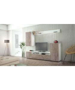 Cosma Parete Soggiorno Bridge Bianco Rovere Chiaro 210x36.5x170 cm
