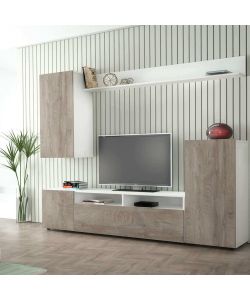 Cosma Parete Soggiorno Bridge Bianco Rovere Chiaro 210x36.5x170 cm