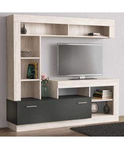 Cosma Parete Soggiorno Leonard Antracite e Pino Chiaro 170x42x181.5 cm