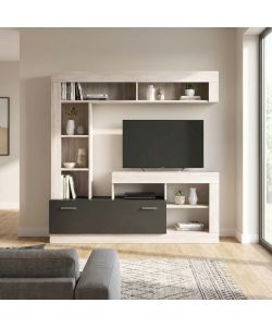 Cosma Parete Soggiorno Leonard Antracite e Pino Chiaro 170x42x181.5 cm