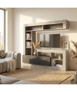Cosma Parete Soggiorno Leonard Antracite e Olmo 170x42x181,5 cm