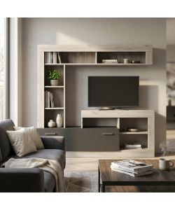 Cosma Parete Soggiorno Leonard Antracite e Olmo 170x42x181,5 cm