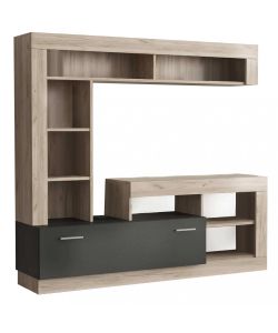 Cosma Parete Soggiorno Leonard Antracite e Olmo 170x42x181,5 cm