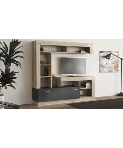 Cosma Parete Soggiorno Leonard Antracite e Olmo 170x42x181,5 cm