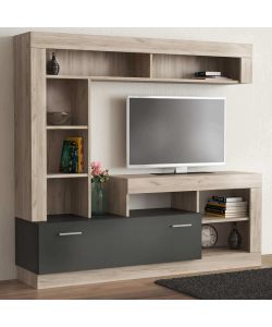 Cosma Parete Soggiorno Leonard Antracite e Olmo 170x42x181,5 cm