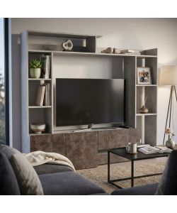 Cosma Parete Attrezzata Soggiorno Grigio Cemento 180x42x165 cm Moderna