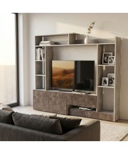 Cosma Parete Attrezzata Soggiorno Grigio Cemento 180x42x165 cm Moderna