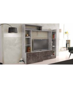 Cosma Parete Attrezzata Soggiorno Grigio Cemento 180x42x165 cm Moderna