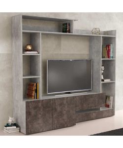 Cosma Parete Attrezzata Soggiorno Grigio Cemento 180x42x165 cm Moderna