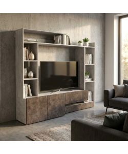 Cosma Parete Attrezzata Soggiorno Grigio Cemento 180x42x165 cm Moderna