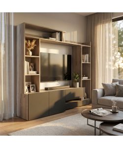 Cosma Parete Soggiorno Entry Antracite e Olmo 180x42x165 cm Moderna