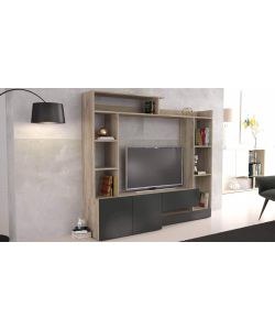 Cosma Parete Soggiorno Entry Antracite e Olmo 180x42x165 cm Moderna