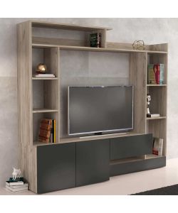Cosma Parete Soggiorno Entry Antracite e Olmo 180x42x165 cm Moderna