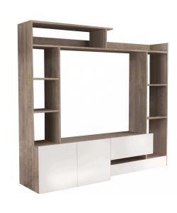 Cosma Parete Soggiorno Entry Bianco e Rovere Chiaro 180x42x165 cm
