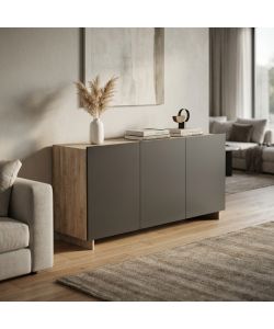 Cosma Credenza Moderna Antracite e Rovere Chiaro 150x41,5x76 cm