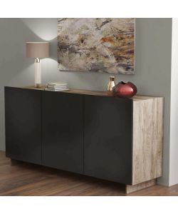 Cosma Credenza Moderna Antracite e Rovere Chiaro 150x41,5x76 cm